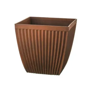 Regency International Fiber Resin Corrugated Square Planter 14" Tall x 14"W