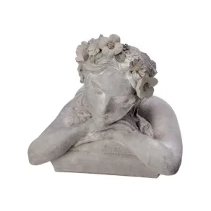 Regency International Resin Whitewash Resting Lady Planter 11.25"