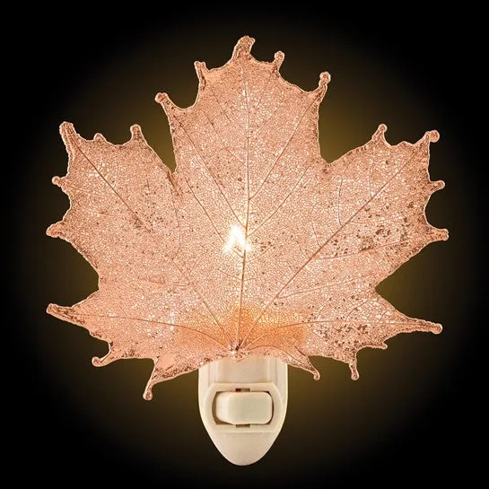 Rose Gold Dipped Real Sugar Maple Leaf Nightlight