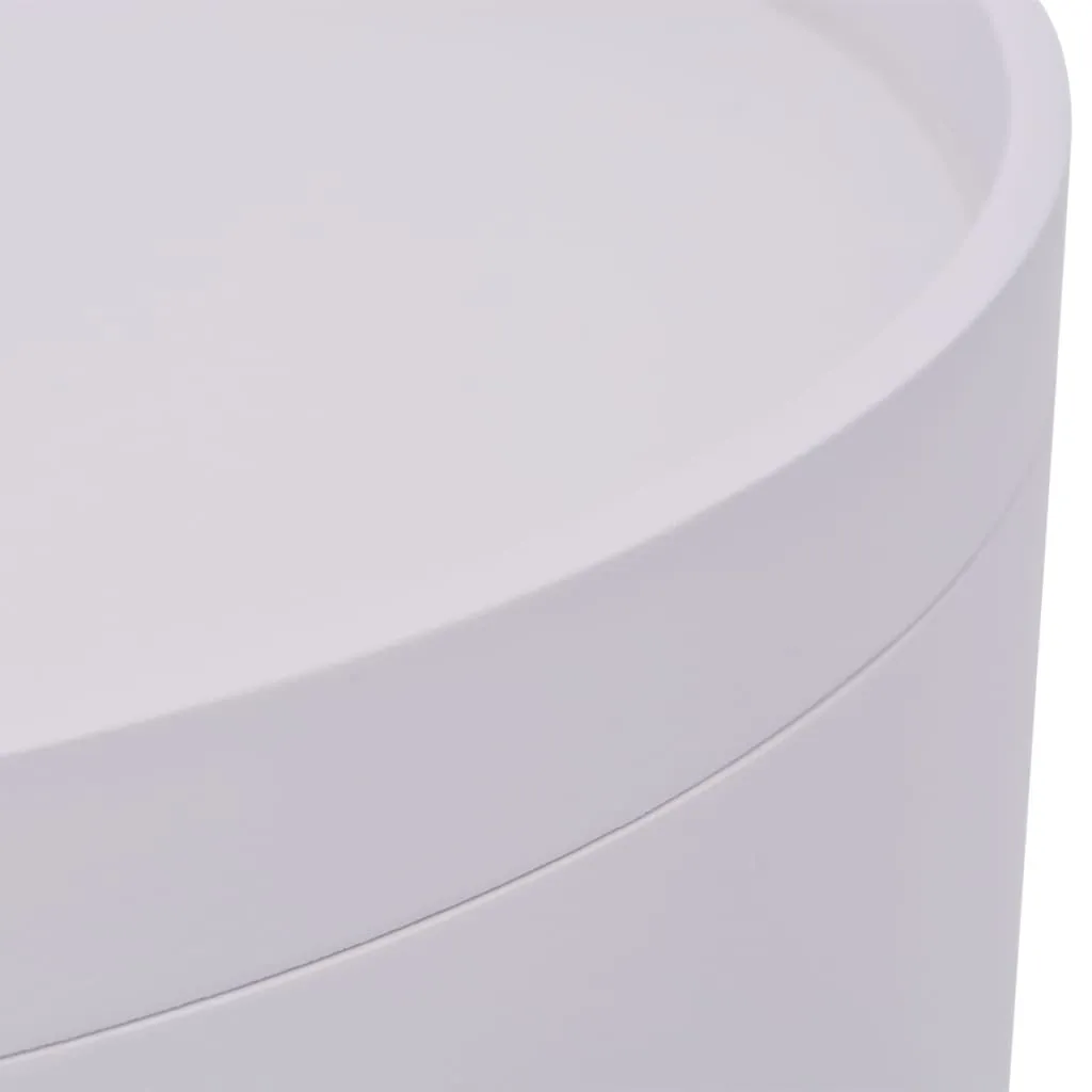 Side Table with Serving Tray Round 39.5x44.5 cm White