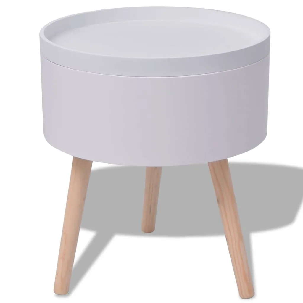 Side Table with Serving Tray Round 39.5x44.5 cm White