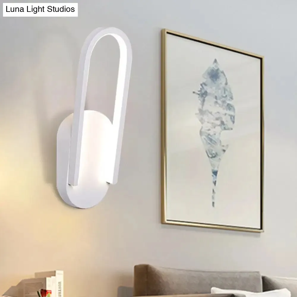 Sleek Semi-Oblong LED Sconce Light in Black/White, with Acrylic Shade - Warm/White Illumination