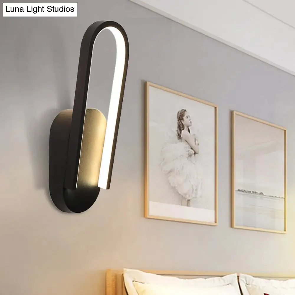 Sleek Semi-Oblong LED Sconce Light in Black/White, with Acrylic Shade - Warm/White Illumination