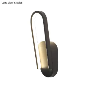 Sleek Semi-Oblong LED Sconce Light in Black/White, with Acrylic Shade - Warm/White Illumination