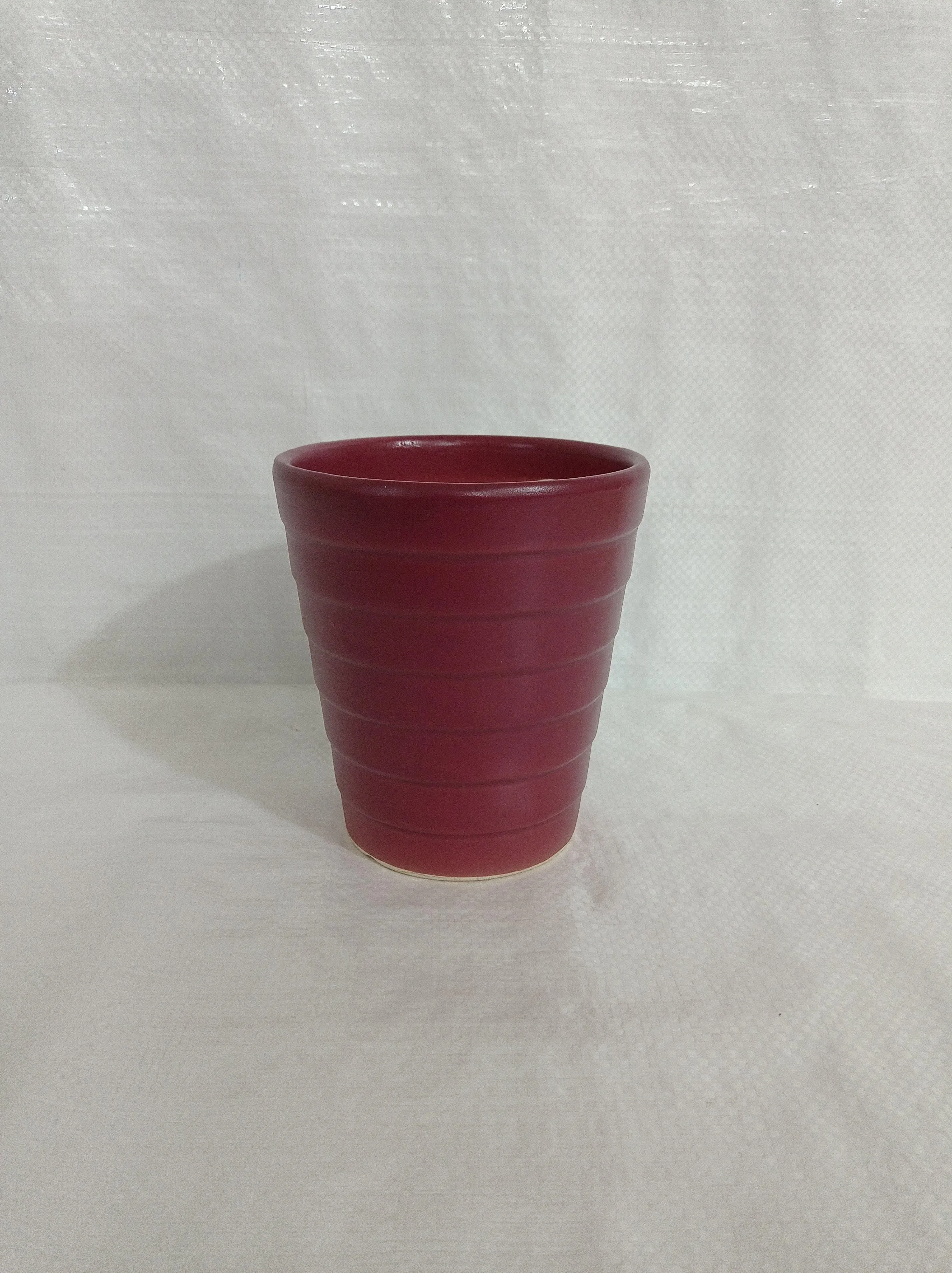 Small Grape Wine Ceramic Plant Pot with Bottom Tray - Premium Quality and Drainage Hole