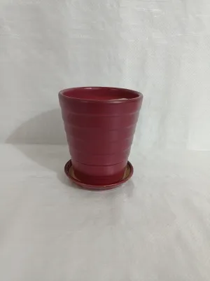 Small Grape Wine Ceramic Plant Pot with Bottom Tray - Premium Quality and Drainage Hole