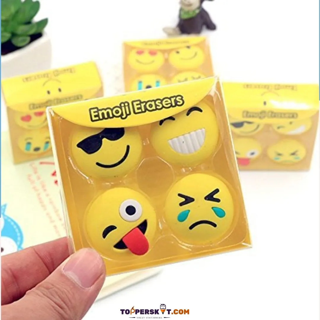 Smily Eraser Set - 4 Erasers (Pack of 1)