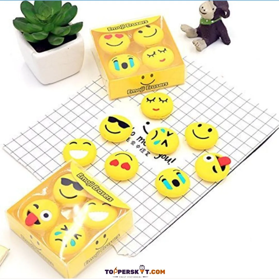 Smily Eraser Set - 4 Erasers (Pack of 1)