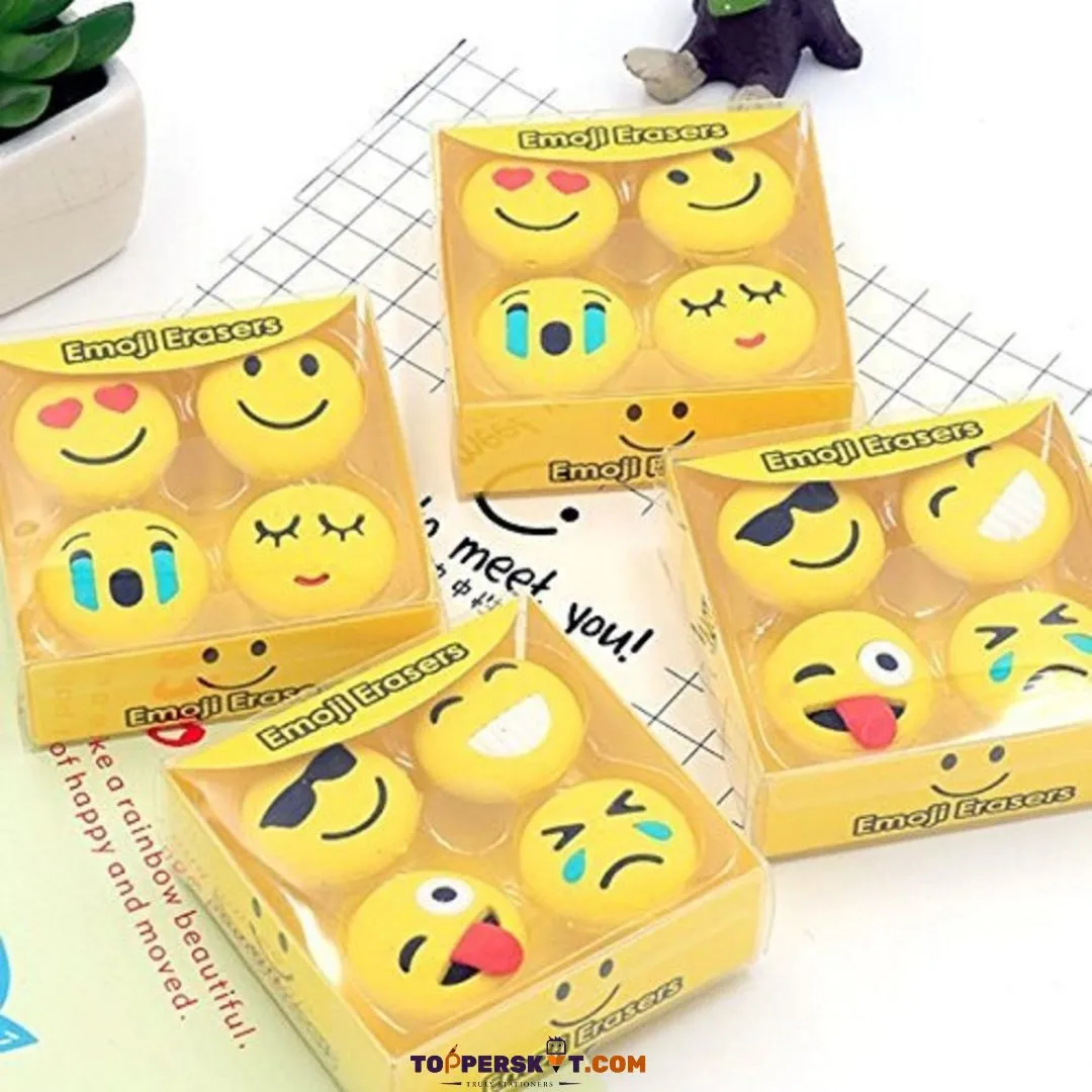 Smily Eraser Set - 4 Erasers (Pack of 1)