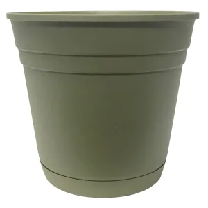 Southern Patio RN0812OG Planter with Saucer, 8 in Dia, Round, Poly Resin, Olive Green, Matte :EA: QUANTITY: 12