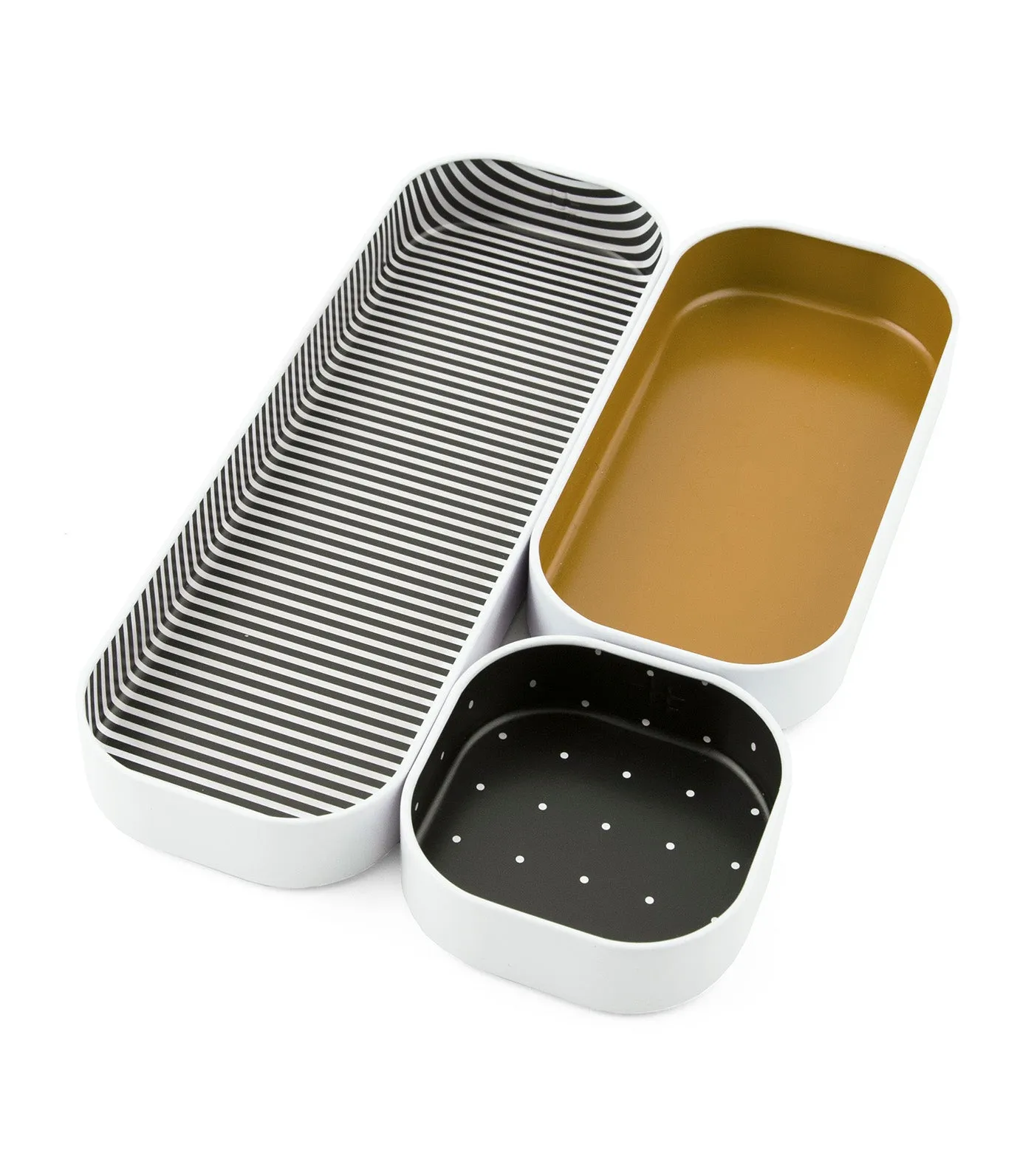 Stacking Bin 1 Inch Set of 3 Gold