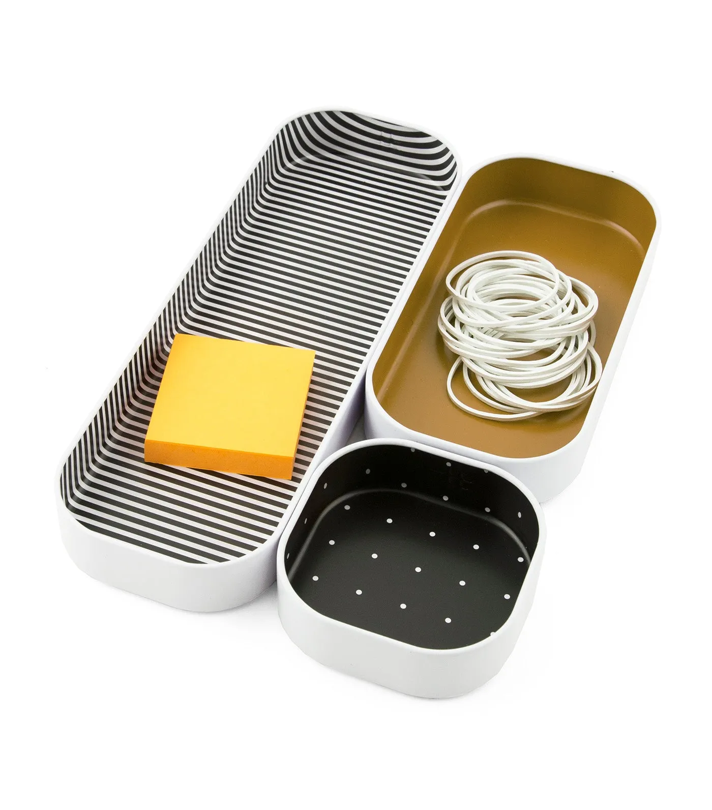 Stacking Bin 1 Inch Set of 3 Gold