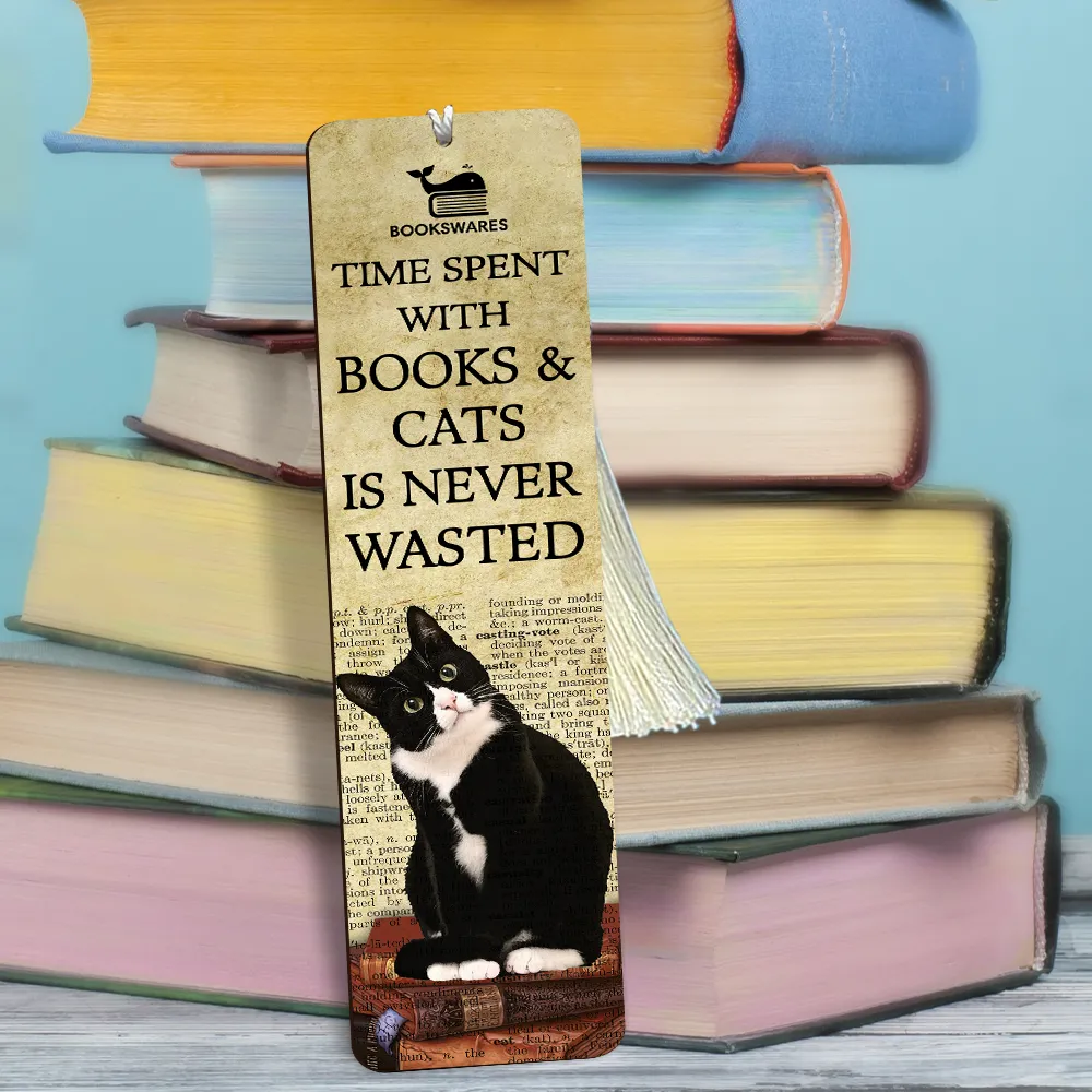 Time Spent With Books And Cats Is Never Wasted Book Lovers Gift CBM02