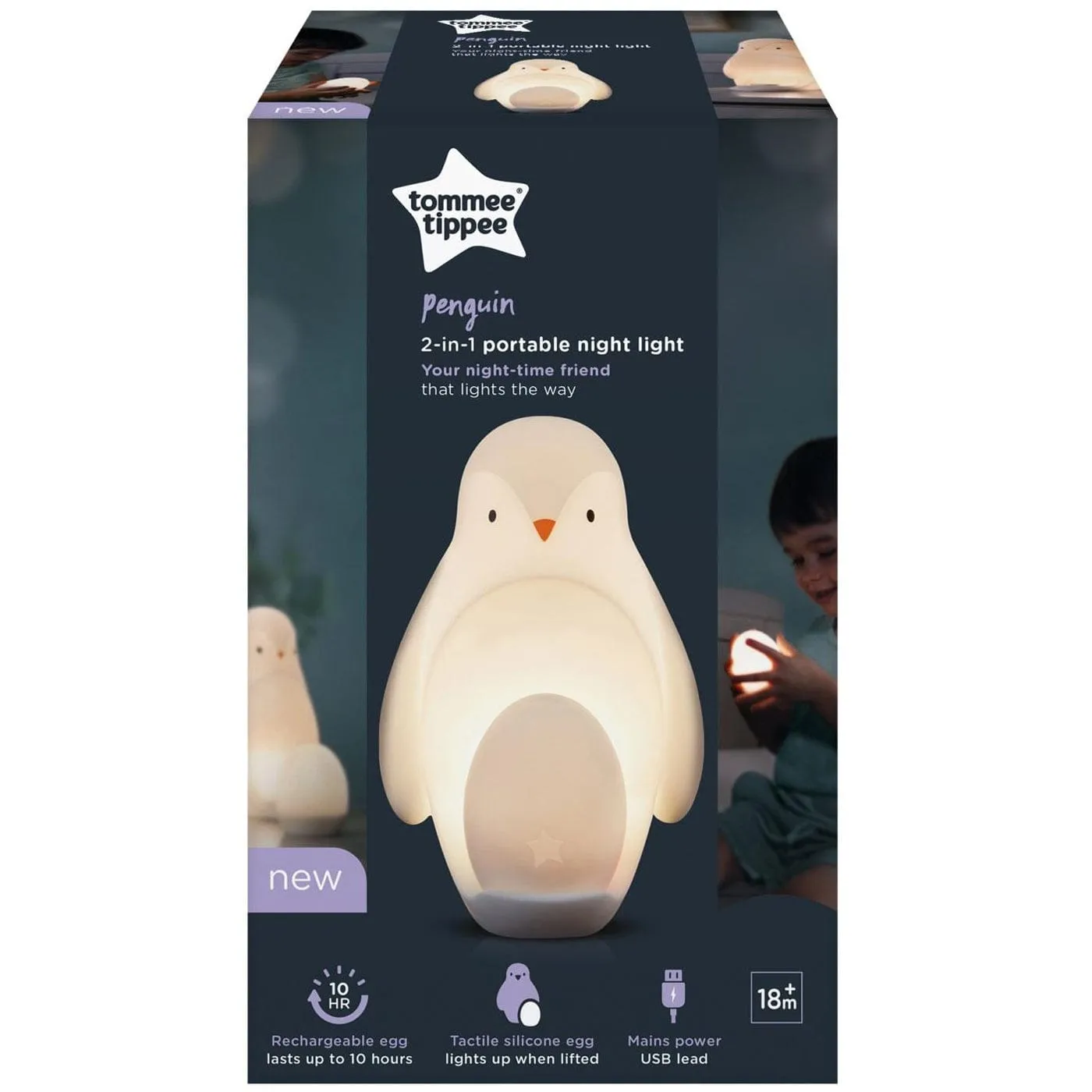 Tommee Tippee 2 in 1 Portable Penguin Night Light - UK Plug