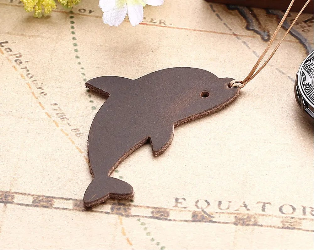 Vintage Dolphin Shape Leather Bookmarks for Travel Notebook