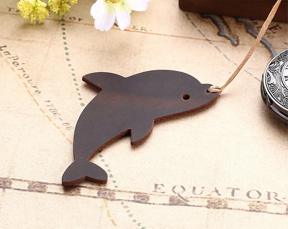 Vintage Dolphin Shape Leather Bookmarks for Travel Notebook