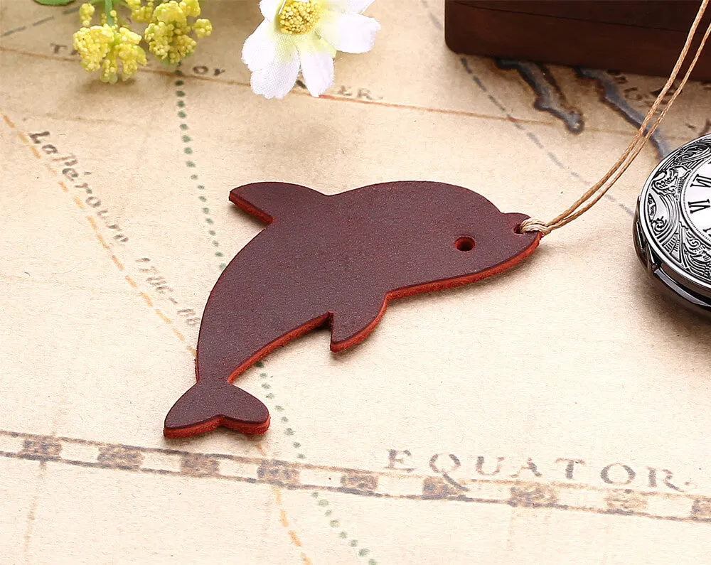 Vintage Dolphin Shape Leather Bookmarks for Travel Notebook