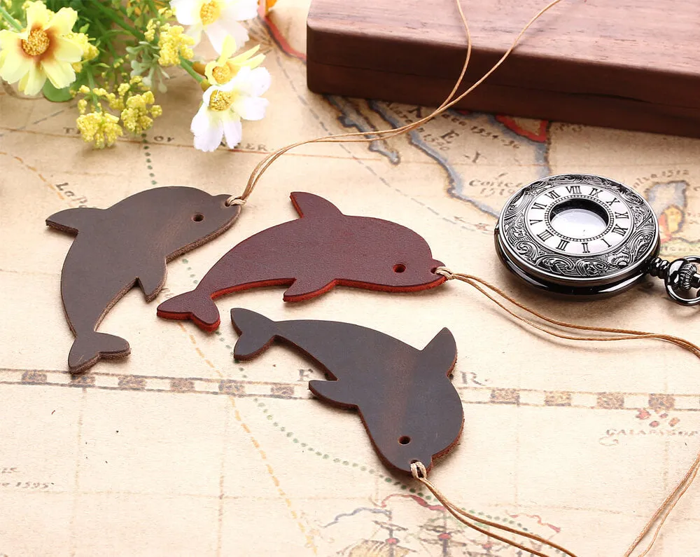 Vintage Dolphin Shape Leather Bookmarks for Travel Notebook