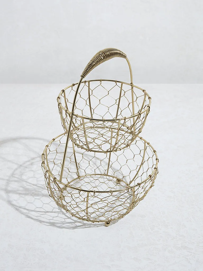 Westside Home Gold Wired Two-Tiered Vegetable Basket