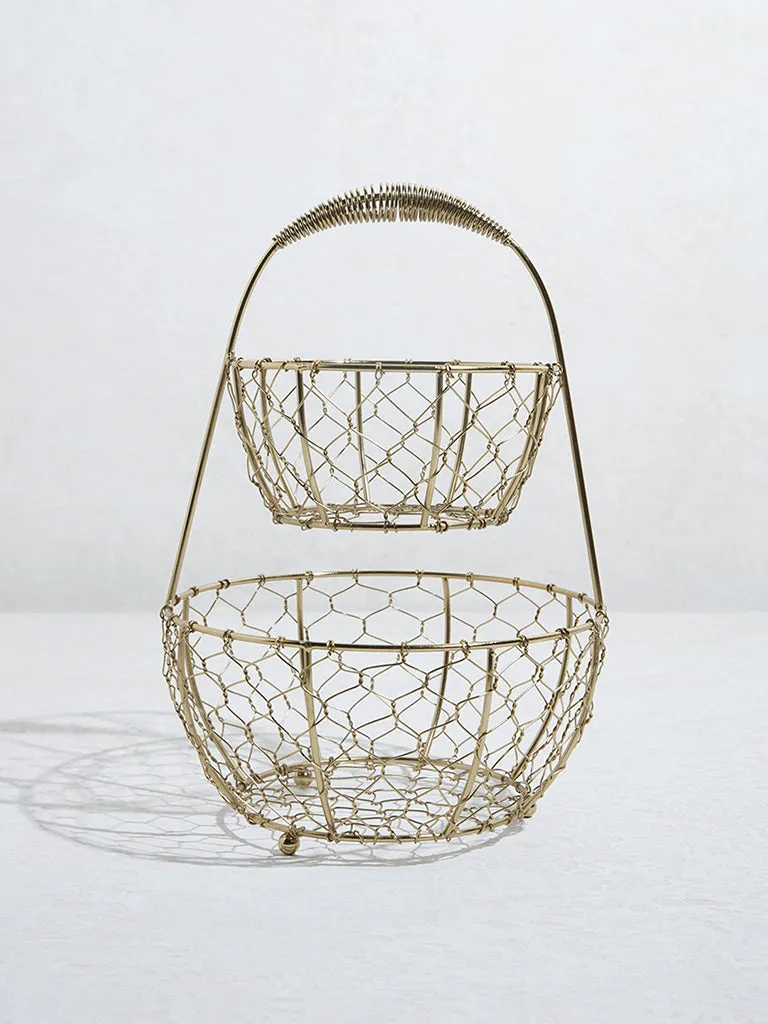 Westside Home Gold Wired Two-Tiered Vegetable Basket