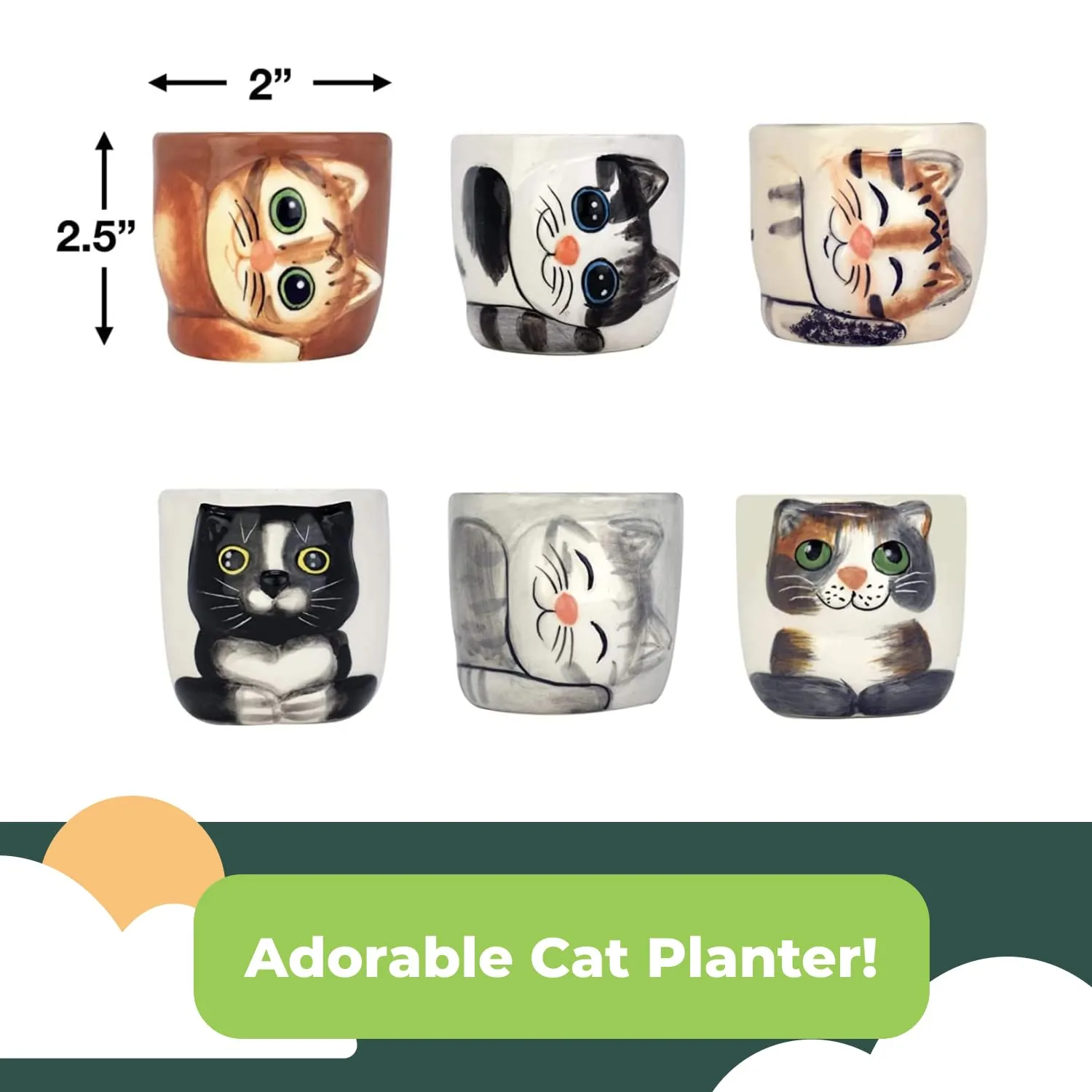 Window Garden Cute Cat Planter Pots 6 Mini Succulent Kitty Pots Cat Decor Vase