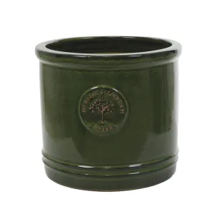 Woodlodge 30cm Glazed Dark Green Heritage Cylinder Pot